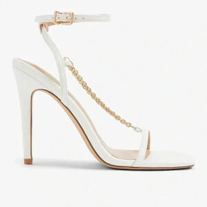 Express White Chain Strap High Heel Sandals Size 10